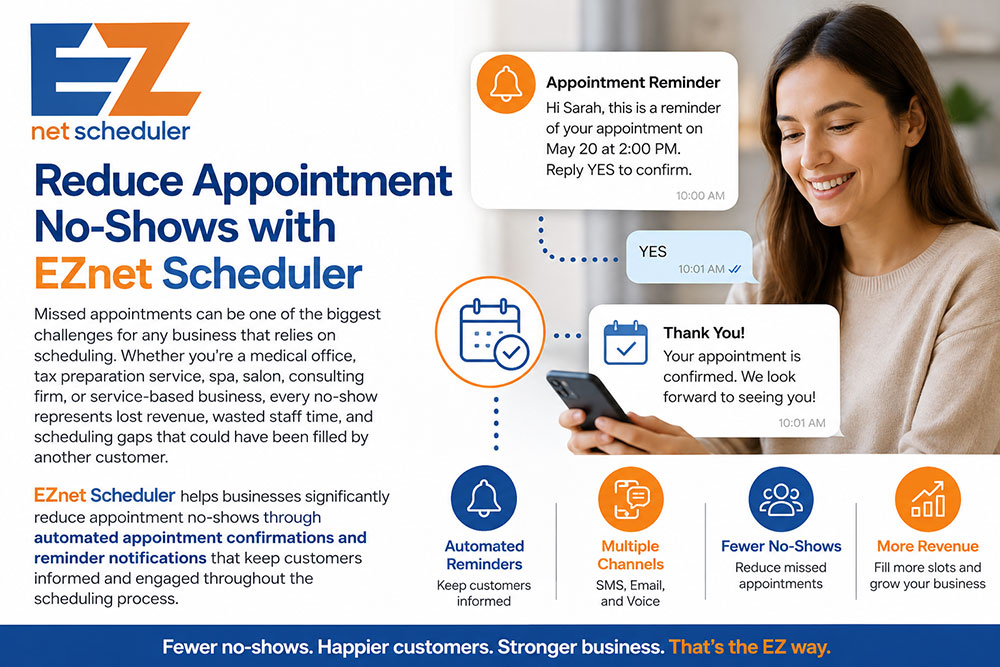 Reduce Appointment No-Shows with EZnet Scheduler